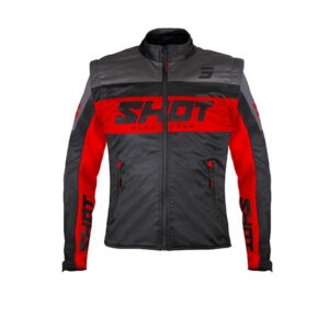 Shot Softshell Enduro Jas Volwassenen Zwart/Rood met afritsbare mouwen