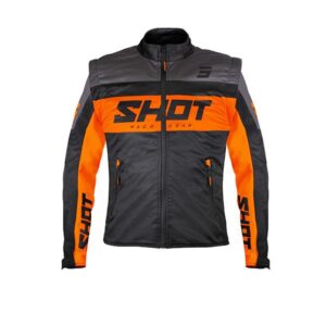 Shot Softshell Enduro Jas Volwassenen Zwart/Oranje met afritsbare mouwen
