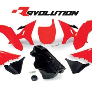 Racetech Revolution Plastic kit Ducati Neon Rood met brandstof tank 8,4 liter zwart Yamaha YZ 125/250 2002-2021