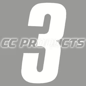 CC Products plaknummer #3 Wit 17cm hoog ( per stuk ) nummer 3